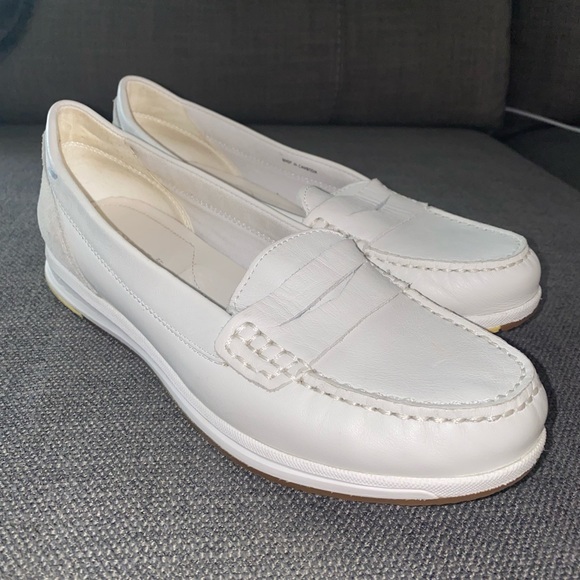 Geox Respira White Leather Loafers - Picture 1 of 5